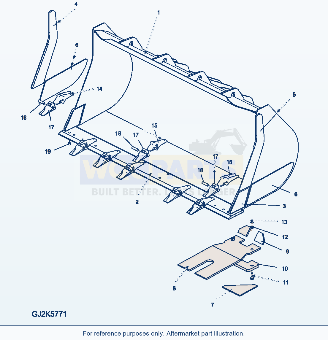 Komatsu WA380-6 Bucket 3.1Cbm (With Teeth) (C-Fr) parts diagram