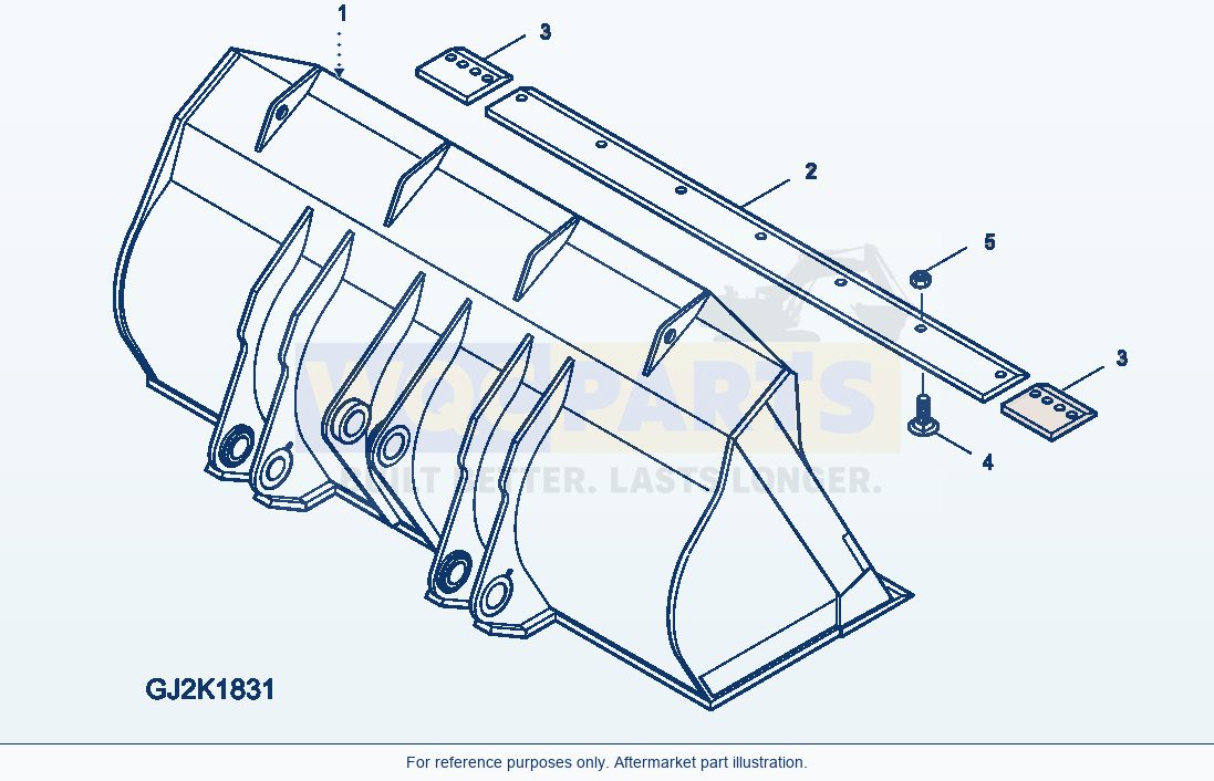 Komatsu WA380-6 Bucket 4.5Cbm (With Boc) parts diagram