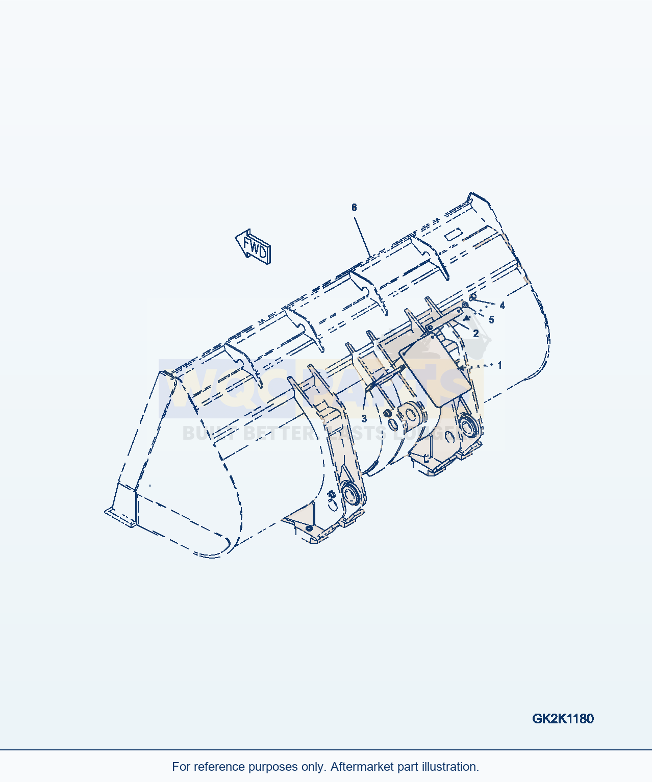 Komatsu WA380-6 Bucket (With Guard Cover) (Code: S61) parts diagram