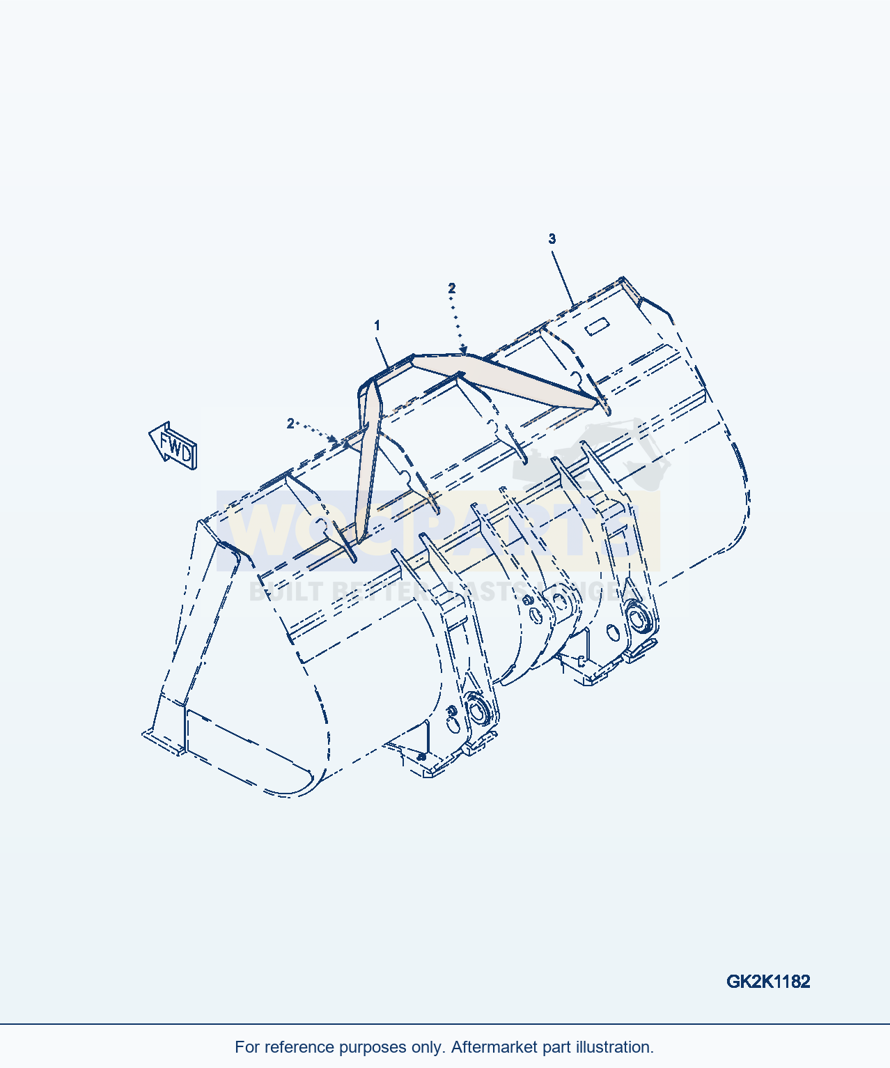 Komatsu WA380-6 Bucket (With Spill Guard) (Long) (Code: S71) parts diagram
