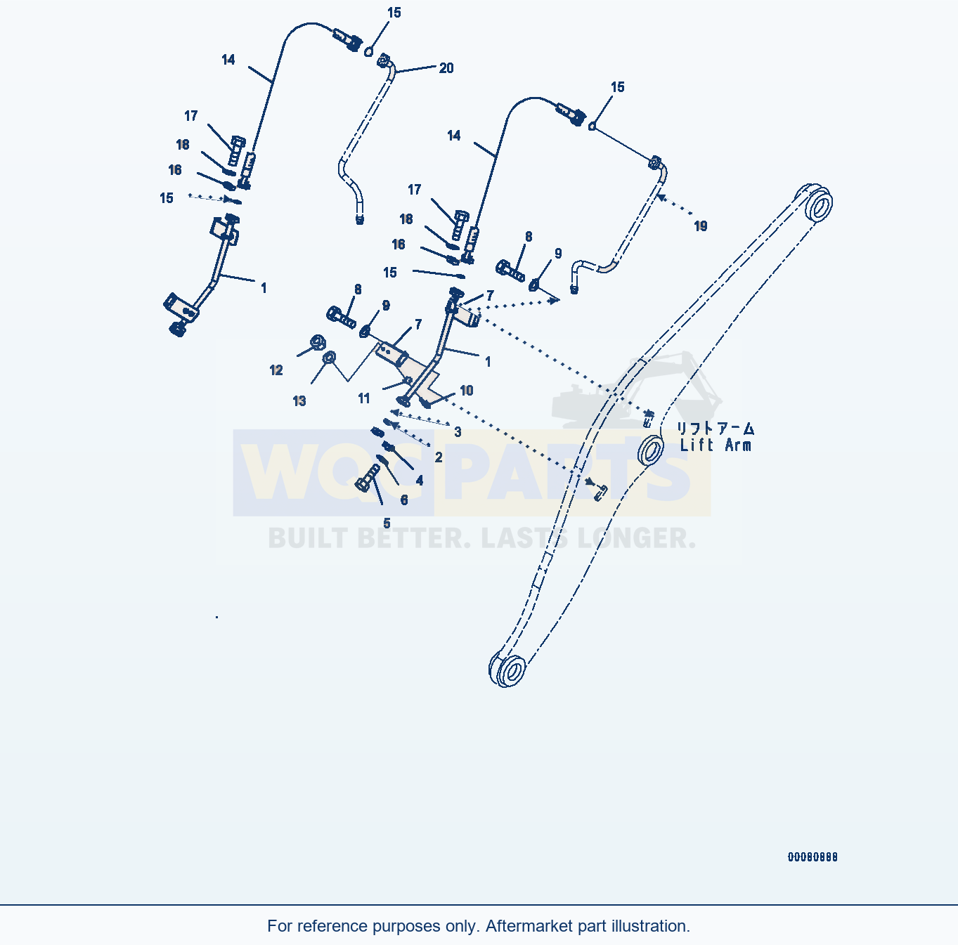 Komatsu WA380-6 Lift Arm And Bellcrank (3 Spool) (Boom Piping) parts diagram