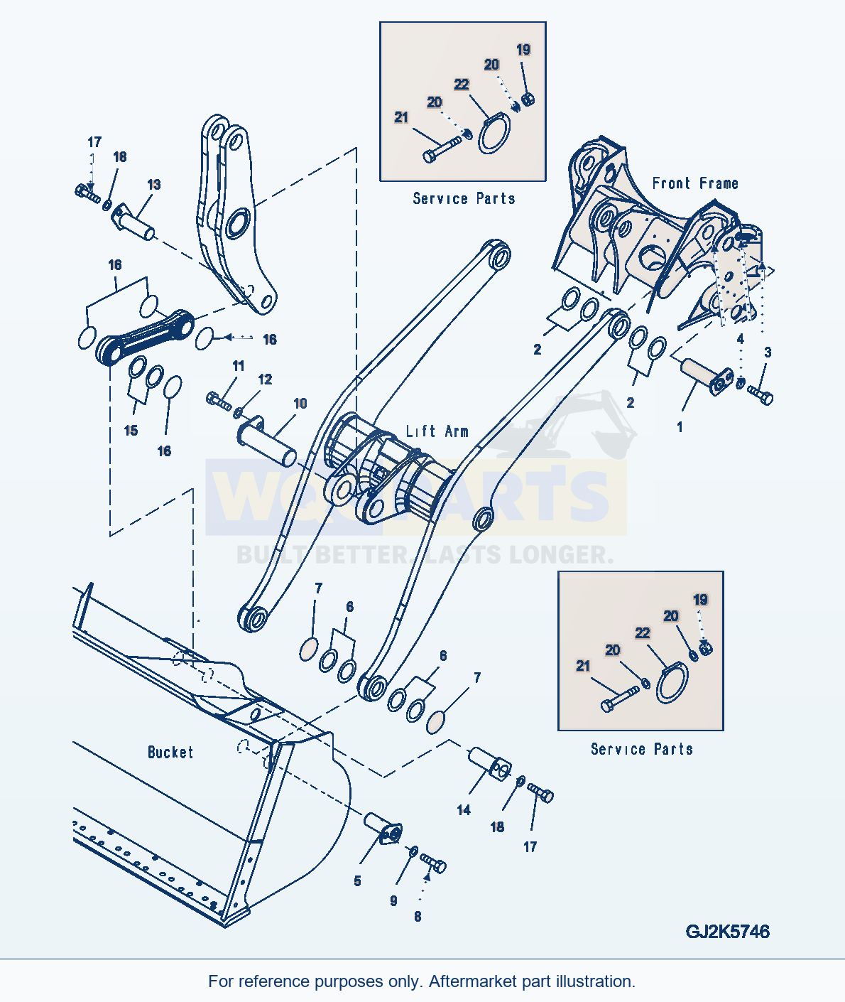Komatsu WA380-6 Lift Arm And Bellcrank (Mouting Parts) parts diagram