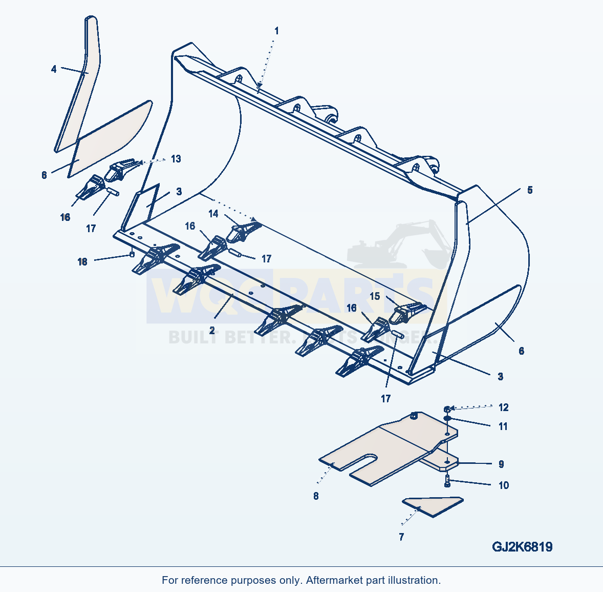 Komatsu WA380-6 Quick Coupler Bucket 3.1Cbm (With Teeth) (C-Fr) parts diagram