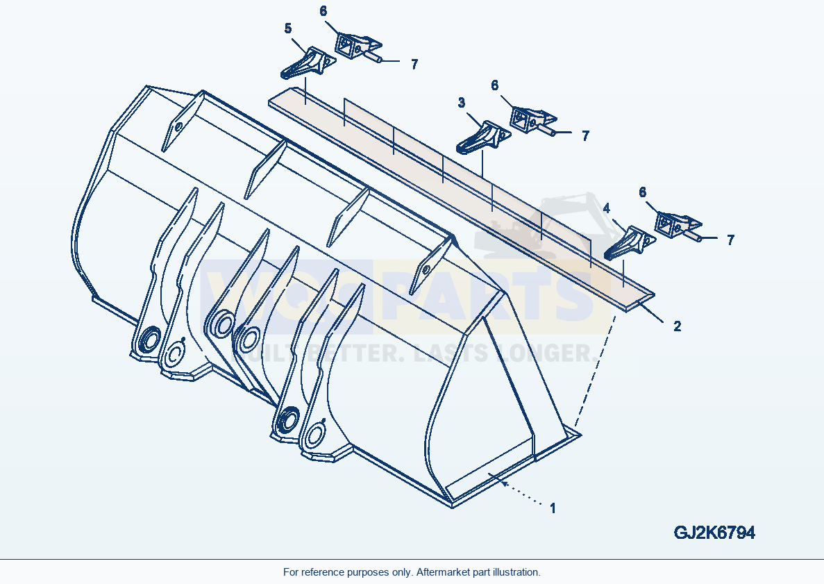 Komatsu WA380-6 Quick Coupler Bucket 3.1Cbm (With Teeth) parts diagram