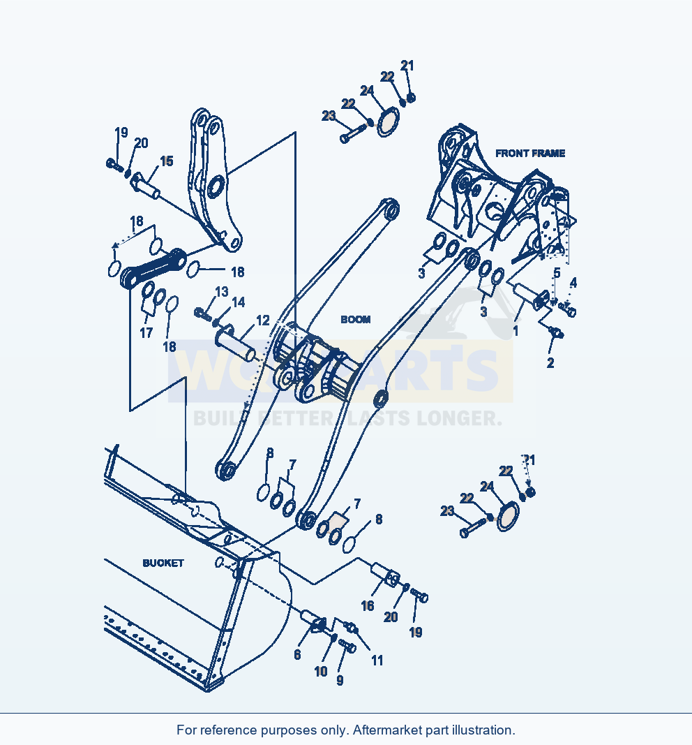 Komatsu WA380-6 Boom And Bell Crank Mounting Serial A53001-UP parts diagram