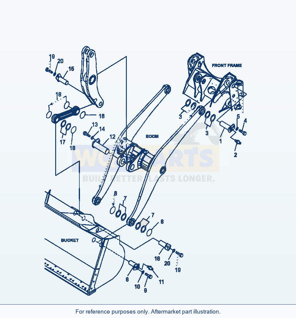 Komatsu WA380-6 Boom And Bell Crank Mounting Serial A54001-UP parts diagram