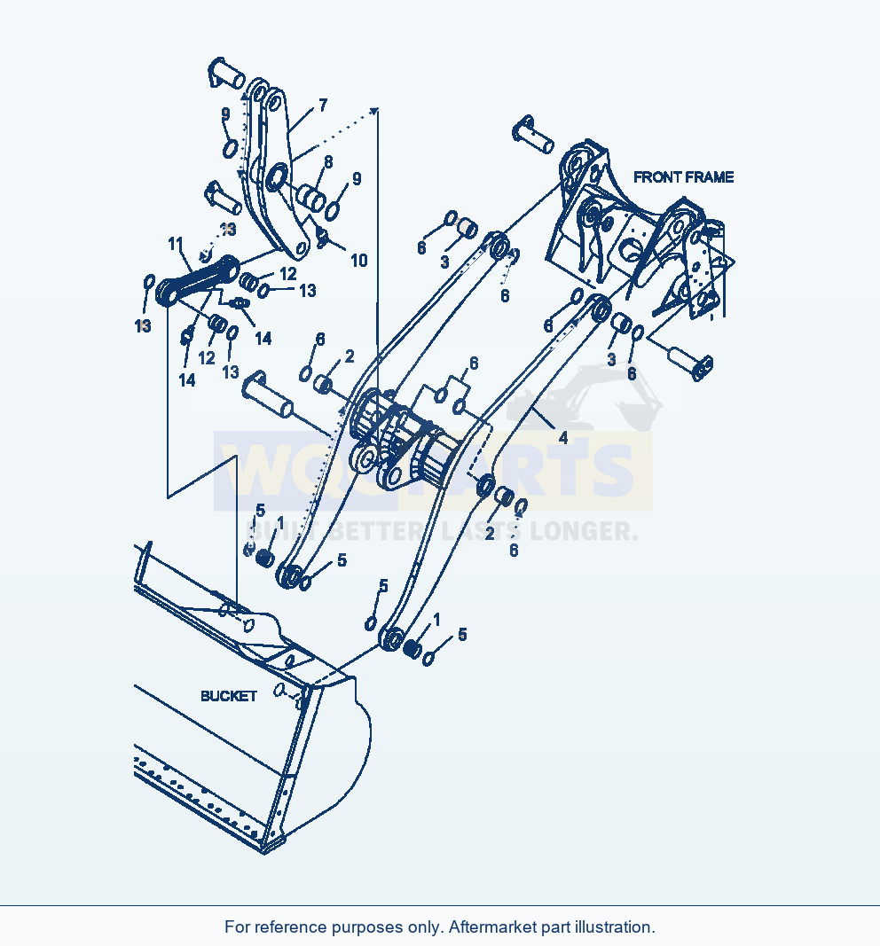 Komatsu WA380-6 Boom And Bell Crank Serial A53001-UP parts diagram