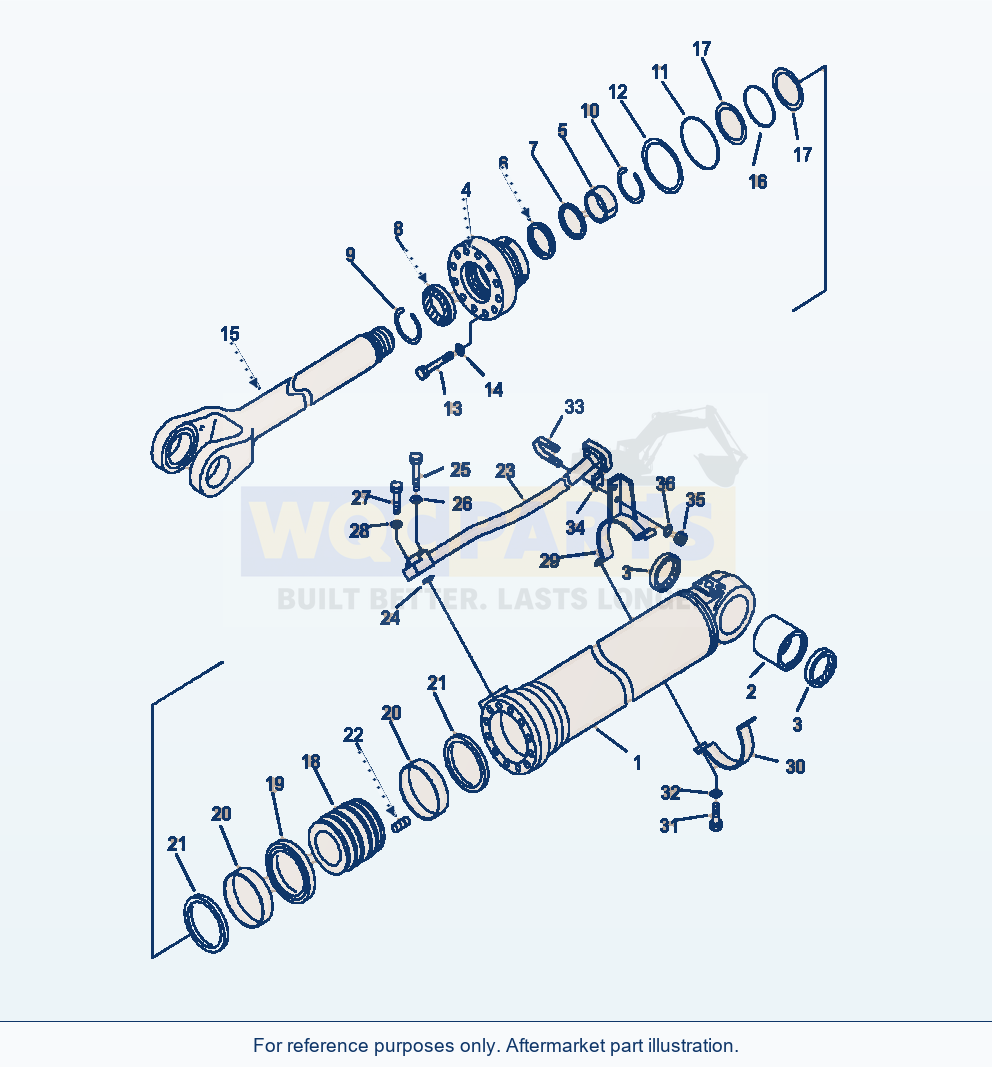 Komatsu WA380-6 Boom Cylinder L.H. Serial A53001-UP parts diagram
