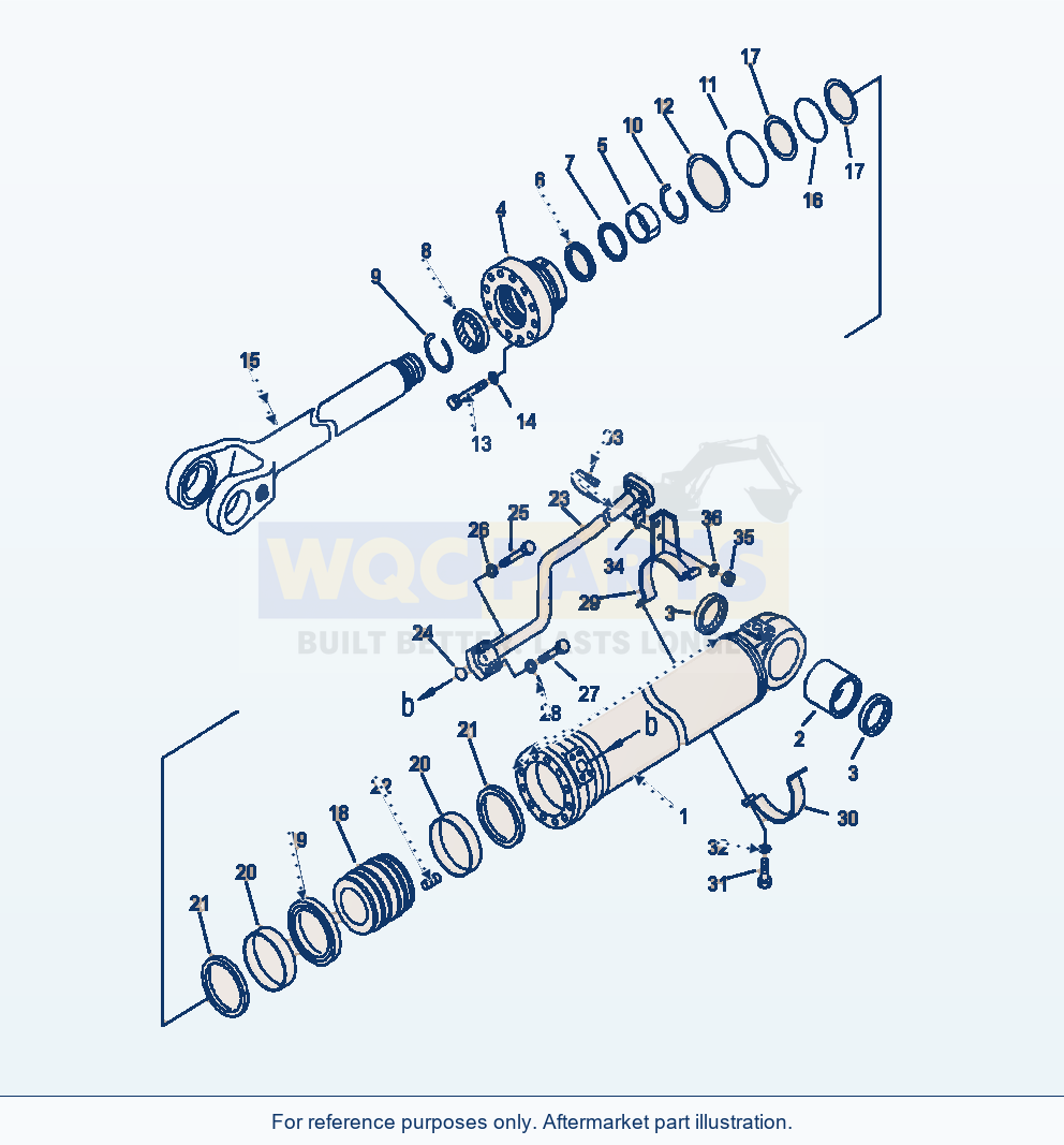 Komatsu WA380-6 Boom Cylinder R.H. Serial A53001-UP parts diagram