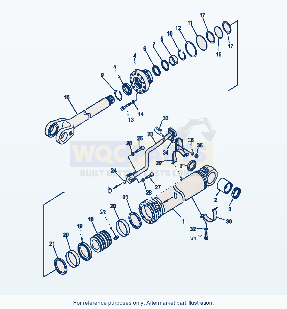 Komatsu WA380-6 Boom Cylinder R.H. Serial A54001-UP parts diagram