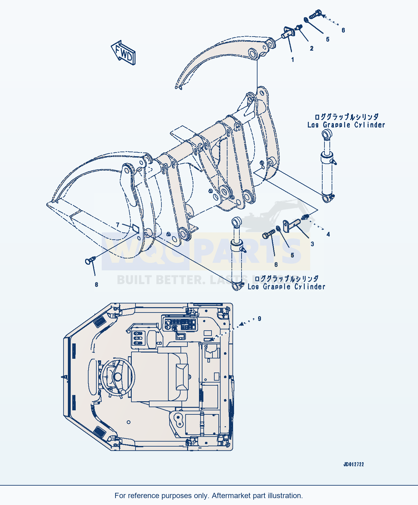 Komatsu WA380-6 Log Grapple, Mounting (#65949-) parts diagram