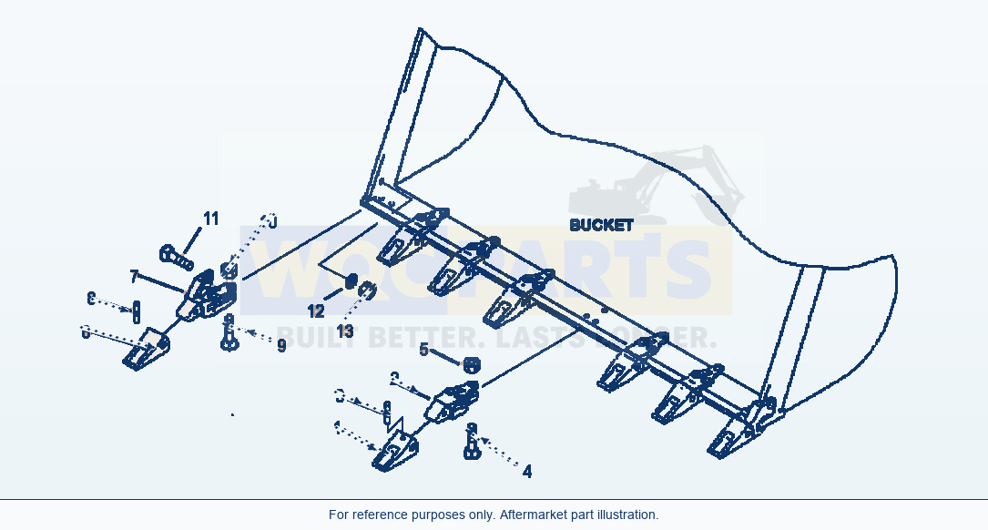 Komatsu WA380-6 Tooth Kit Serial A53001-UP parts diagram