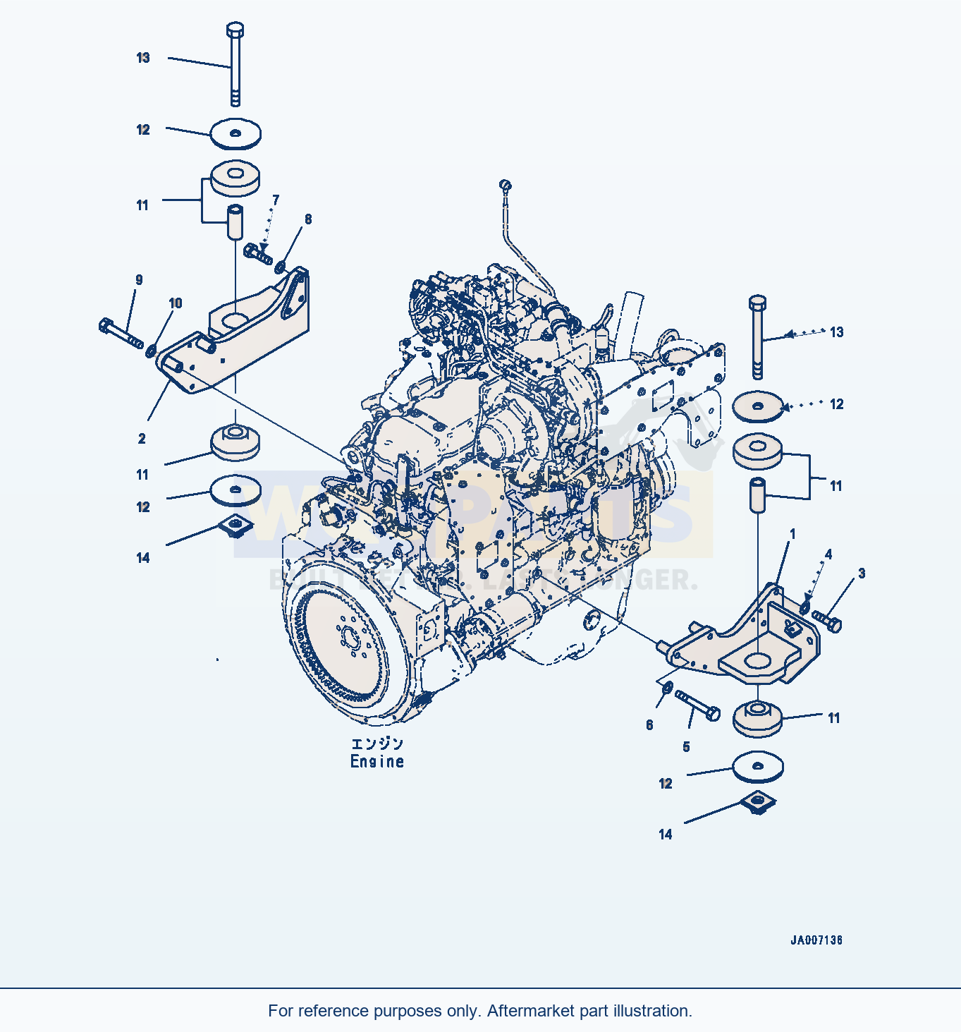 Komatsu WA380-7 Engine Mounting Serial 10001-UP parts diagram