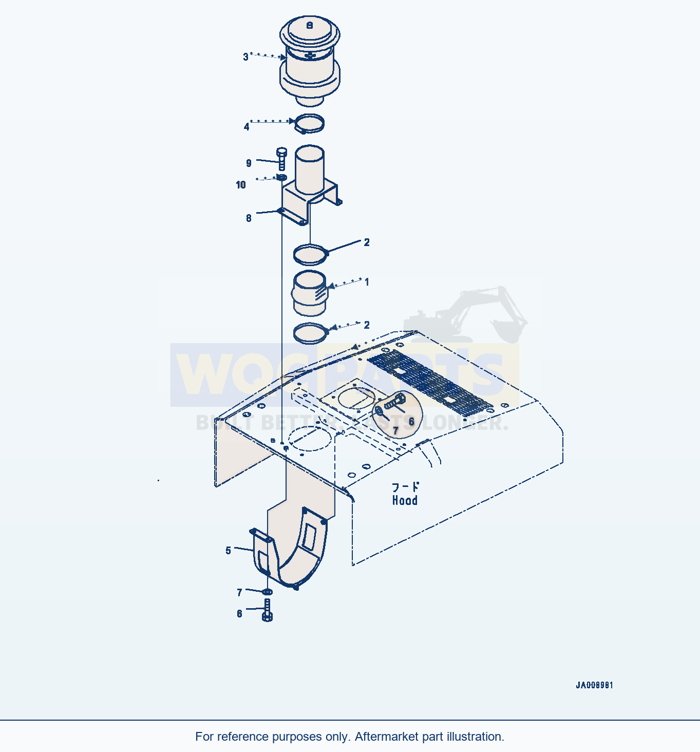 Komatsu WA380-7 Hood, With Pre-Cleaner Turbo 2 Type parts diagram