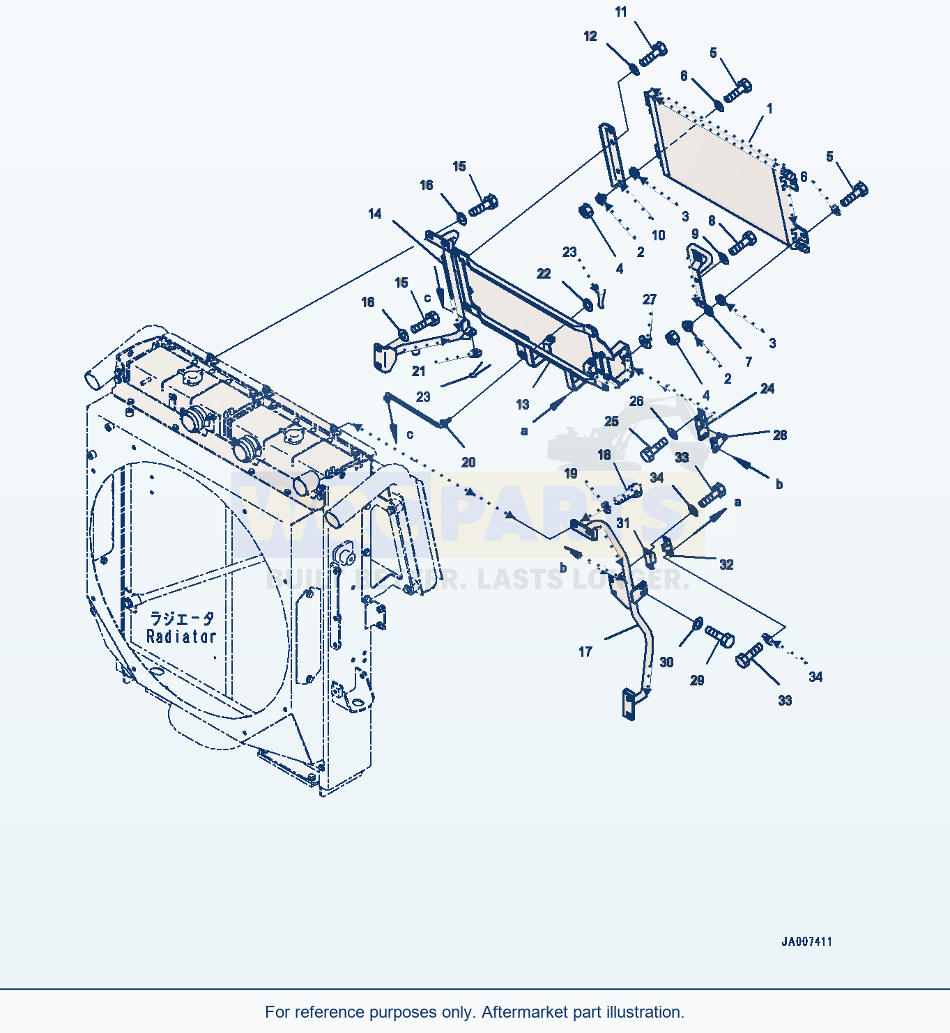 Komatsu WA380-7 Radiator, Condenser Serial H62051-UP parts diagram
