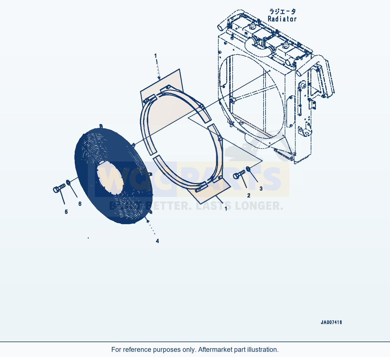 Komatsu WA380-7 Radiator, Fan Guard Serial 10001-UP parts diagram