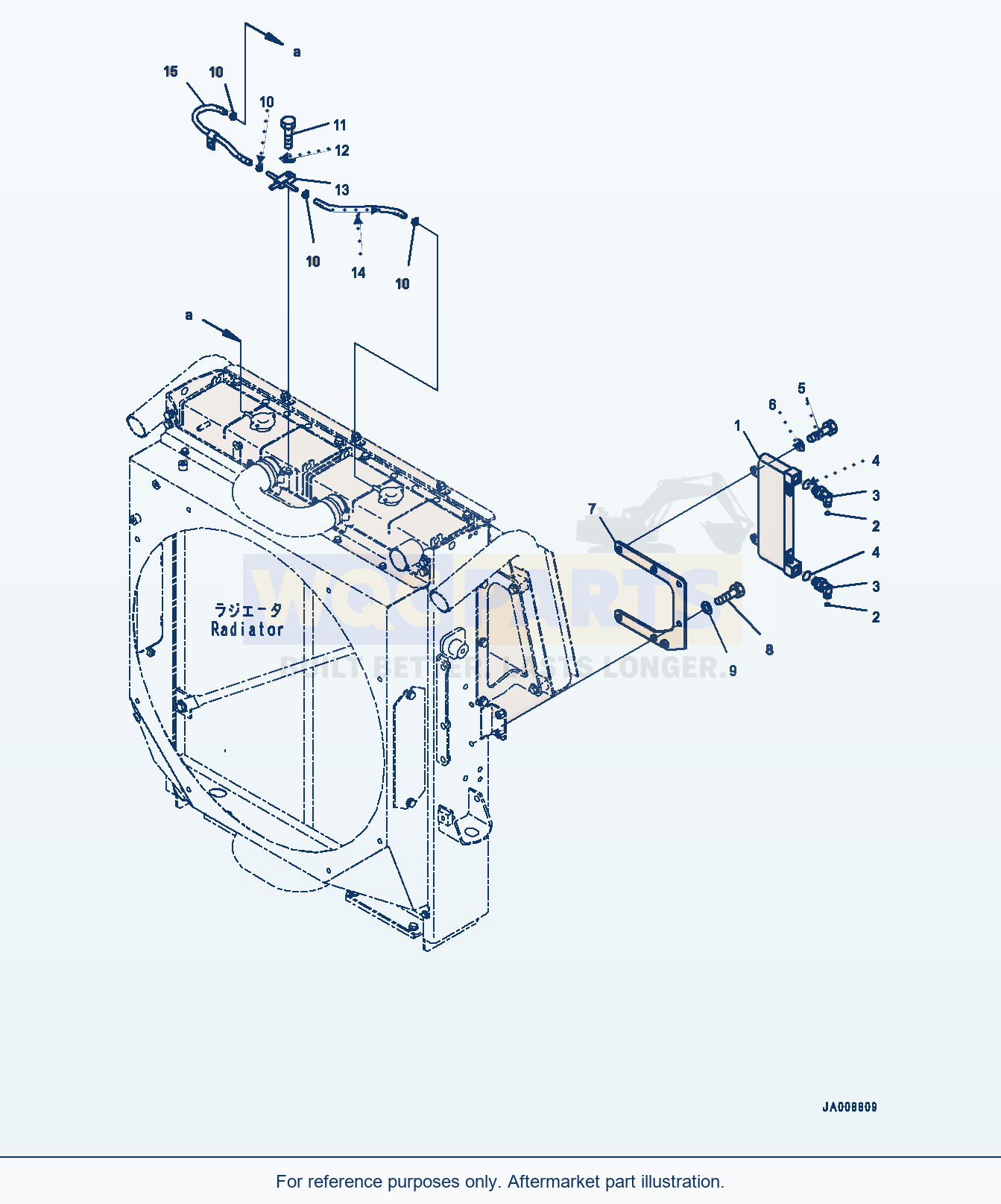 Komatsu WA380-7 Radiator, Fuel Cooler Serial H62051-UP parts diagram