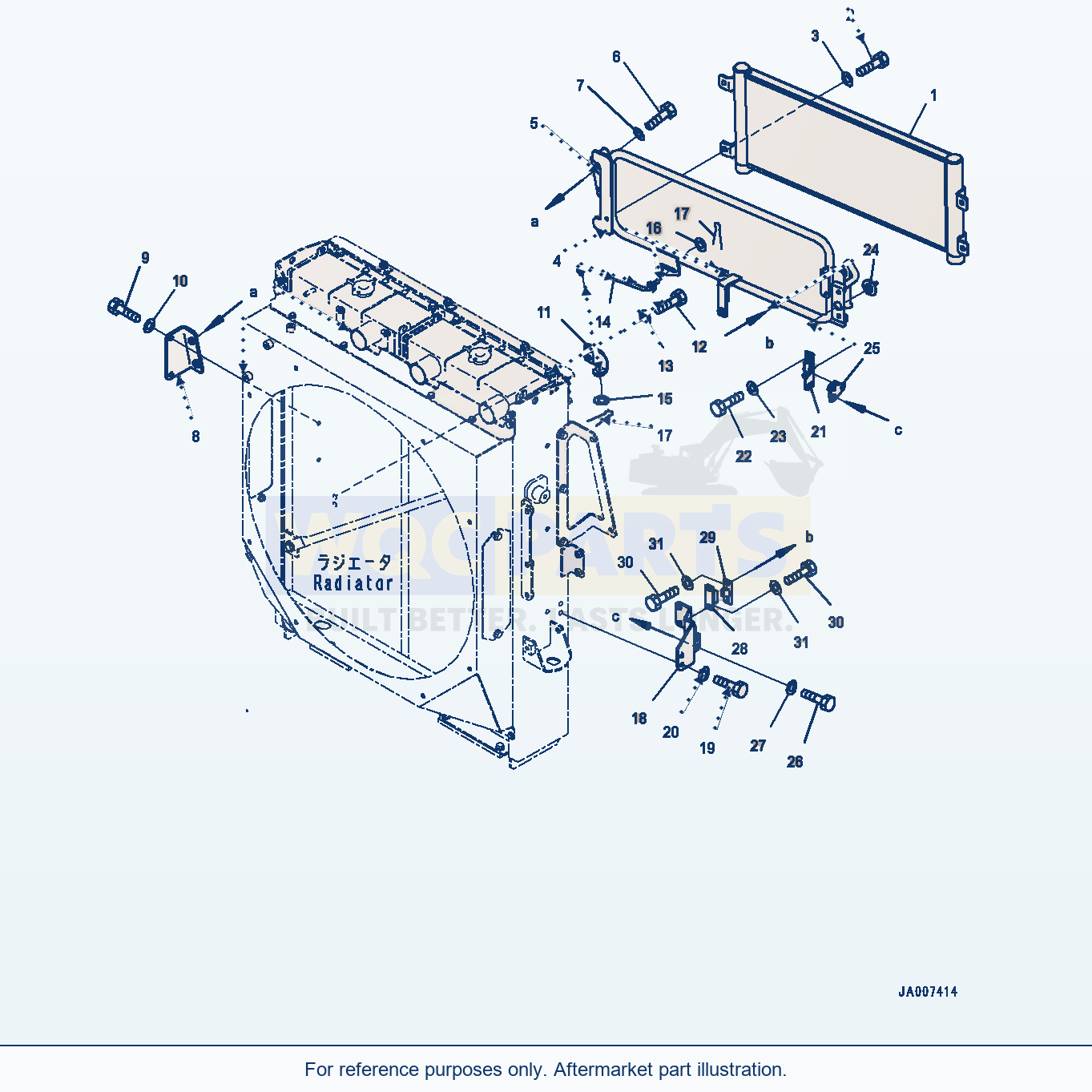 Komatsu WA380-7 Radiator, Oil Cooler Serial H62051-UP parts diagram
