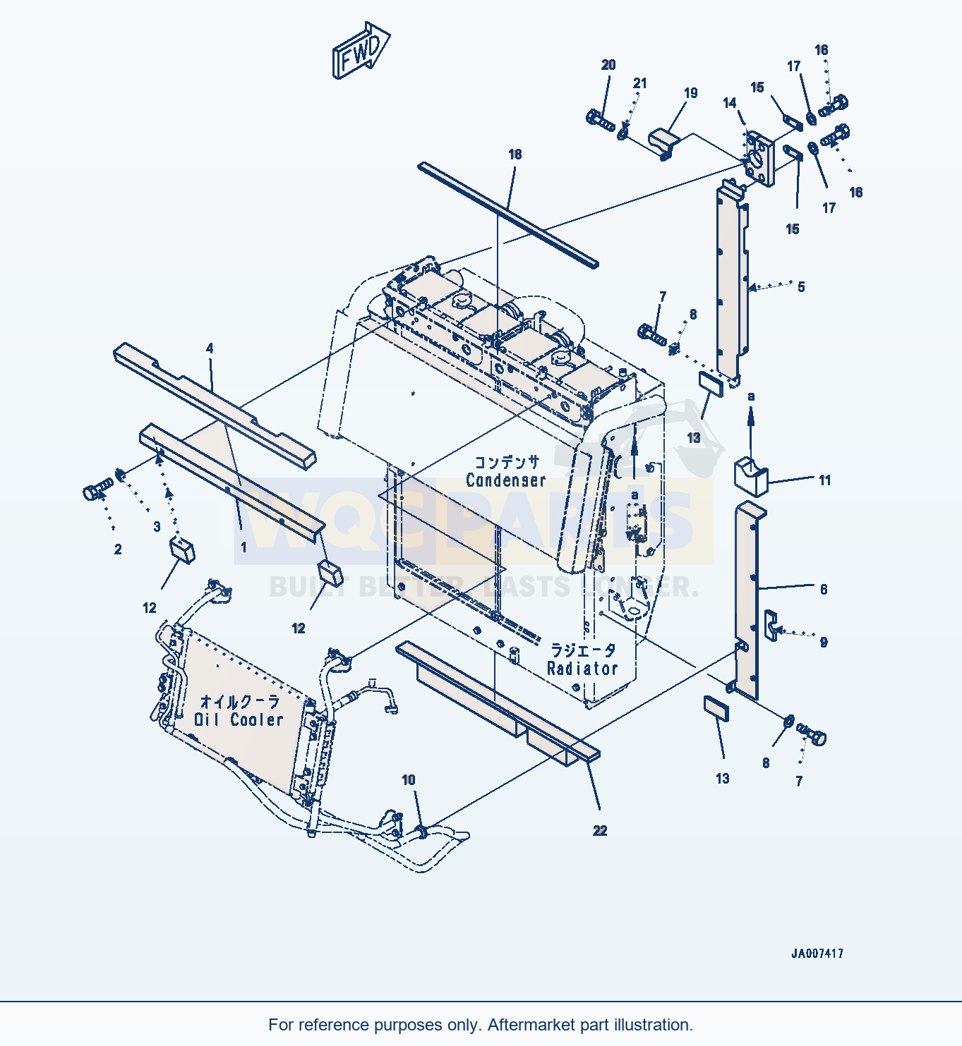 Komatsu WA380-7 Radiator, Plate And Sheet Serial H62051-UP parts diagram