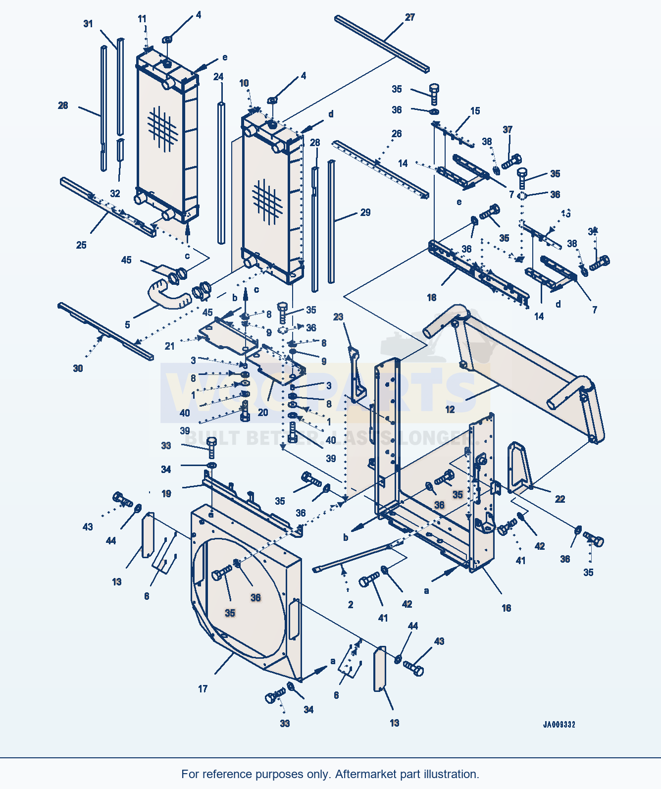 Komatsu WA380-7 Radiator, Radiator Core And Aftercooler parts diagram