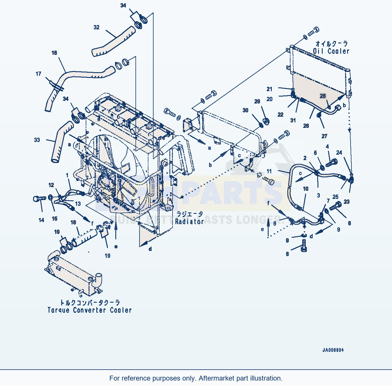 Komatsu WA380-7 Radiator, Radiator Piping Serial H62051-UP parts diagram