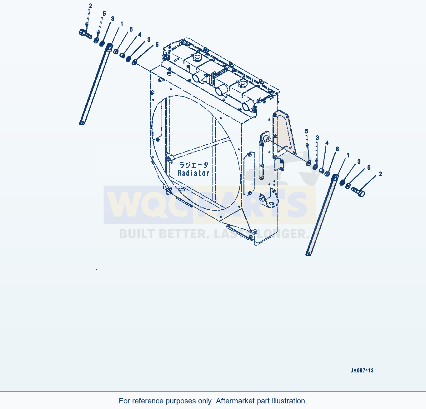 Komatsu WA380-7 Radiator, Side Stay Mounting Serial H62051-UP parts diagram