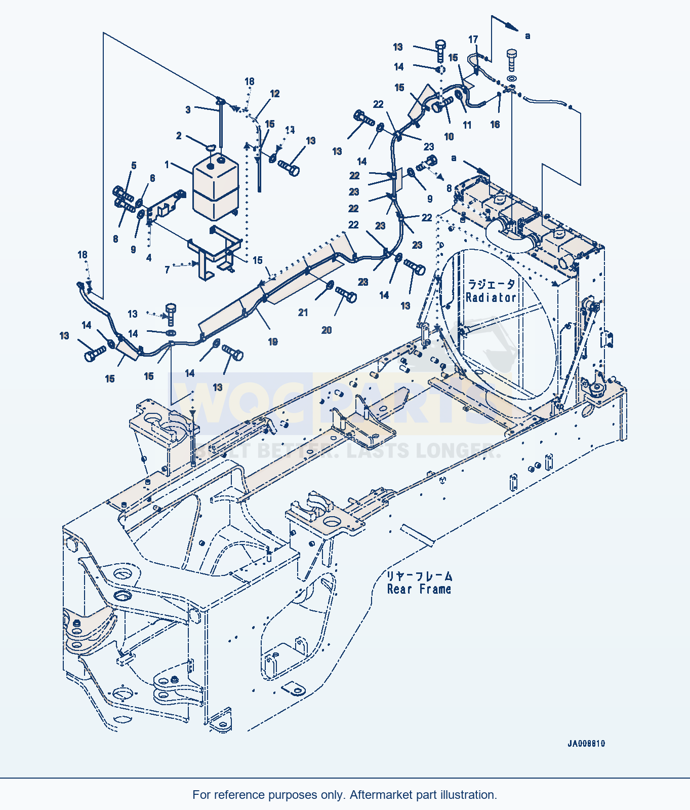 Komatsu WA380-7 Radiator, Sub-Tank Piping Serial H62051-UP parts diagram