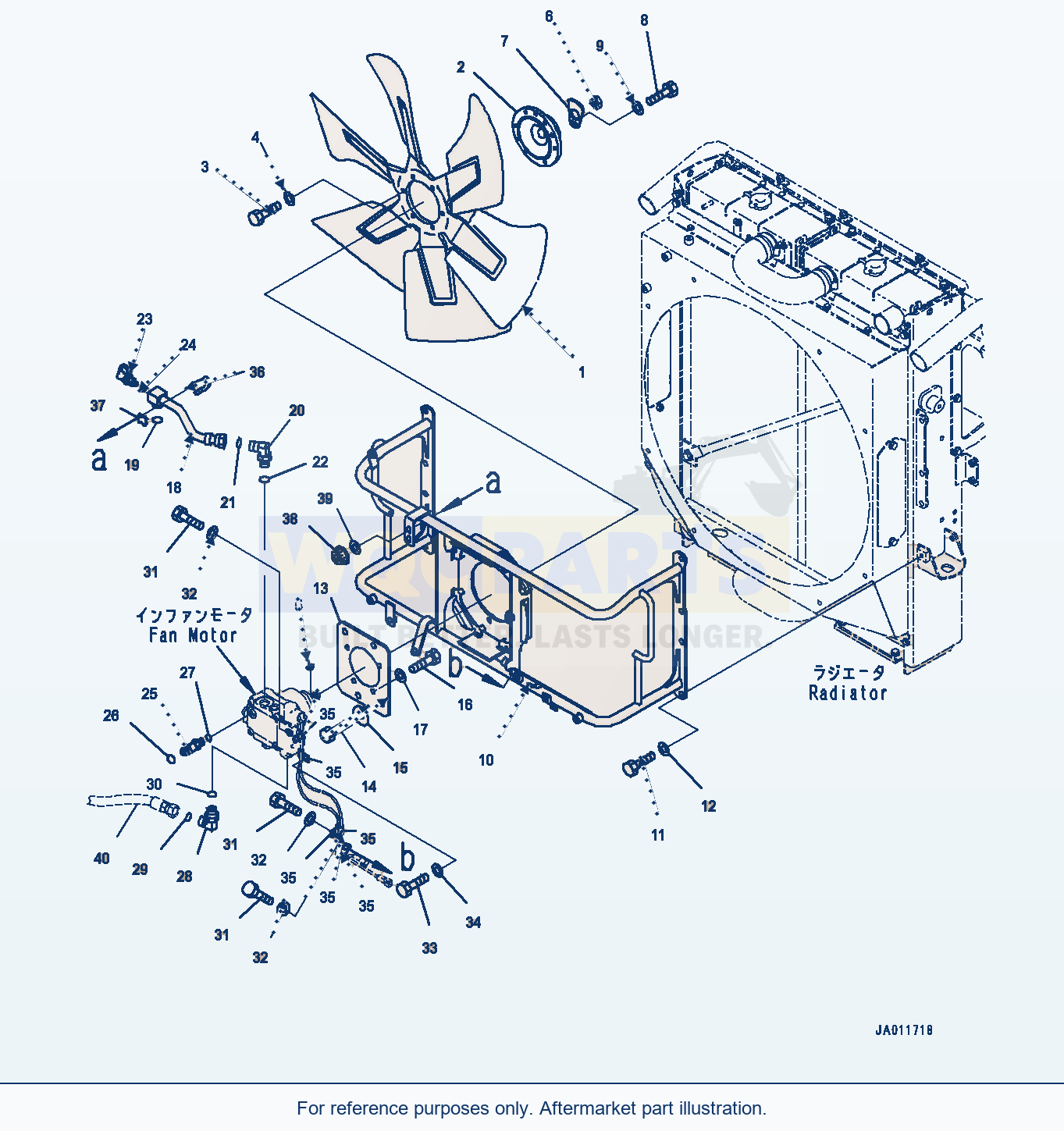Komatsu WA380-7 Radiator, Fan Motor Related Parts (#10001-) parts diagram