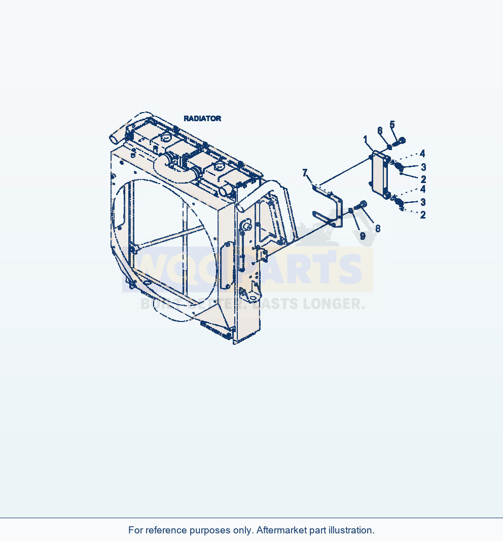Komatsu WA380-7 Radiator Fuel Cooler parts diagram