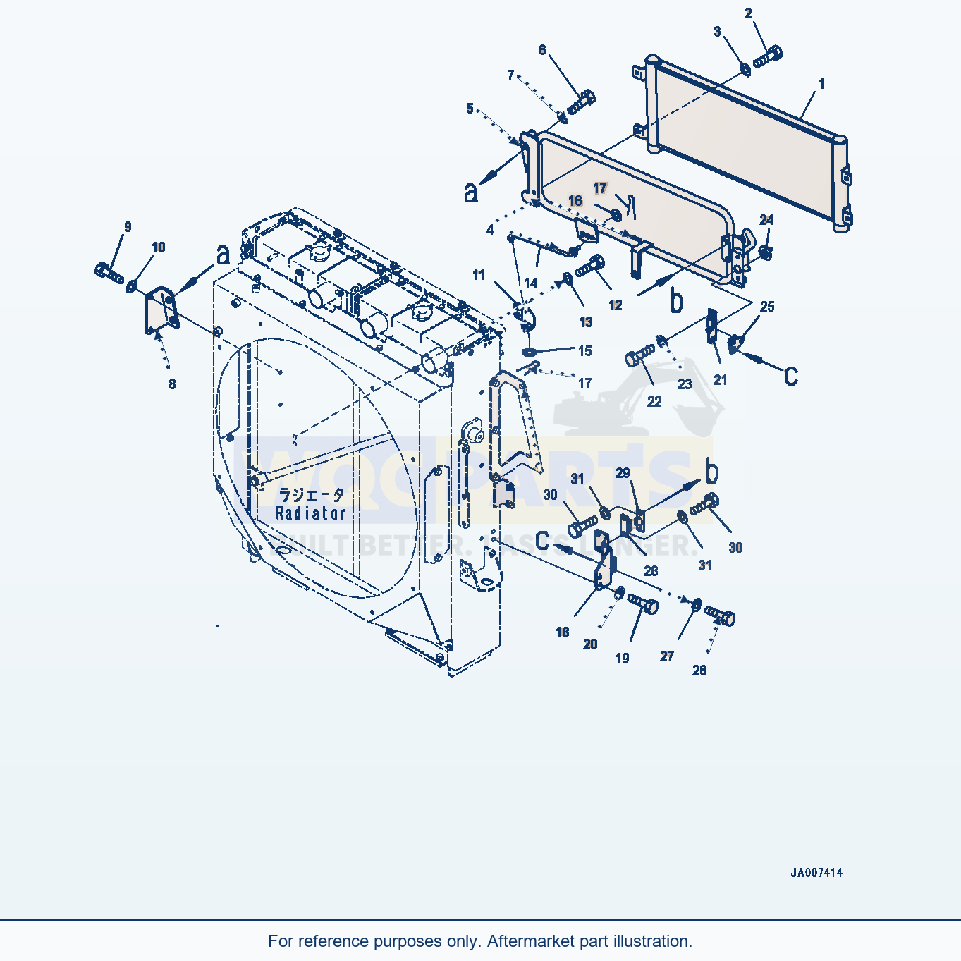 Komatsu WA380-7 Radiator, Oil Cooler (#10001-) parts diagram