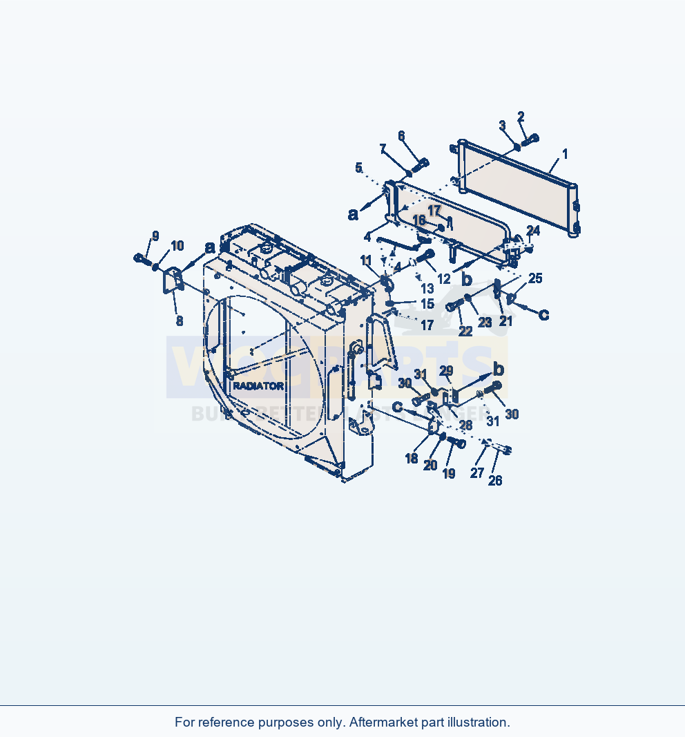 Komatsu WA380-7 Radiator Oil Cooler And Mounting parts diagram