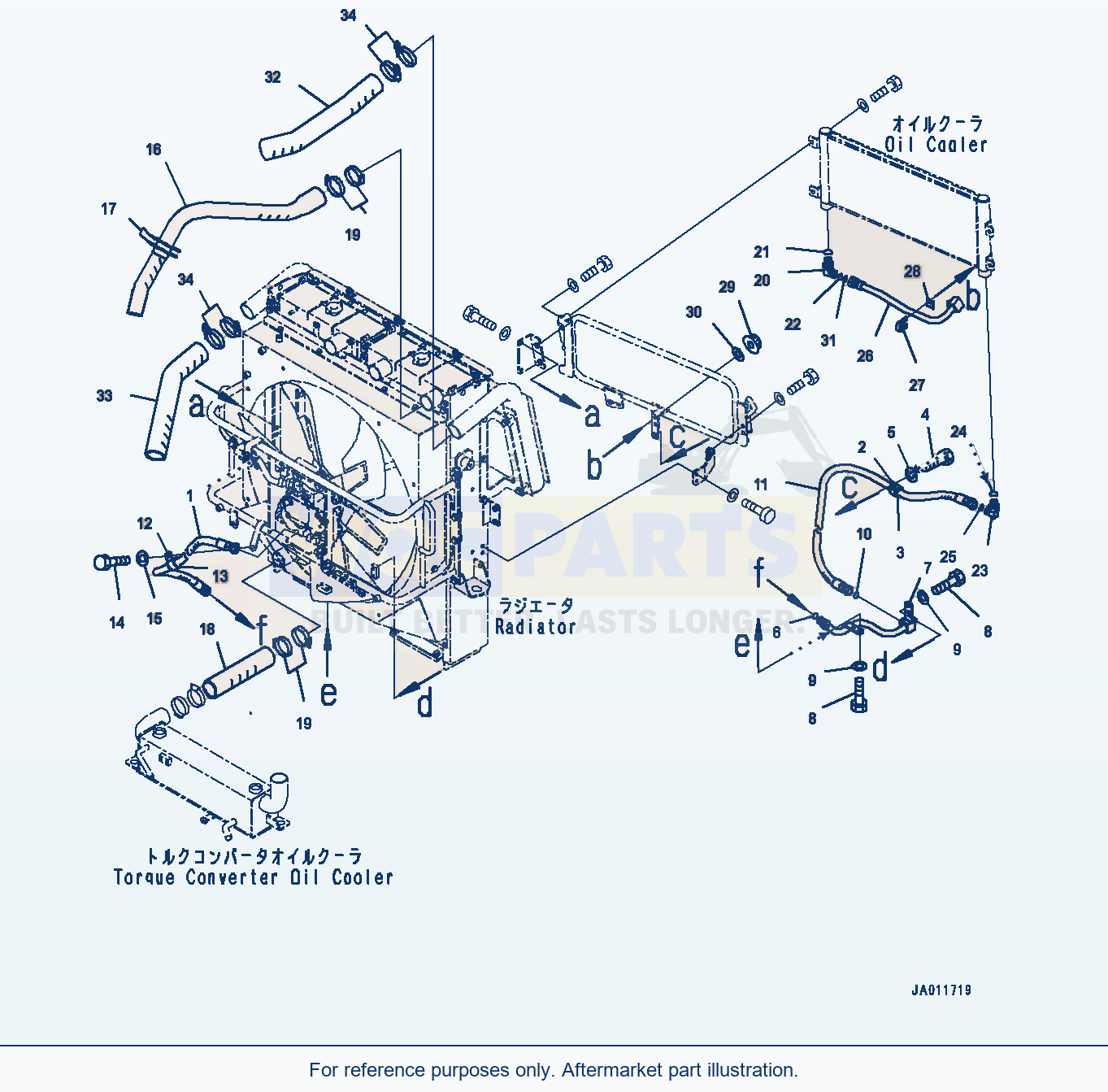 Komatsu WA380-7 Radiator, Radiator Piping (#10001-) parts diagram