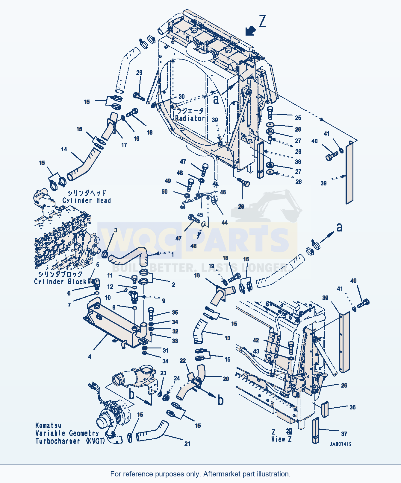 Komatsu WA380-7 Radiator, Related Parts (#10001-) parts diagram