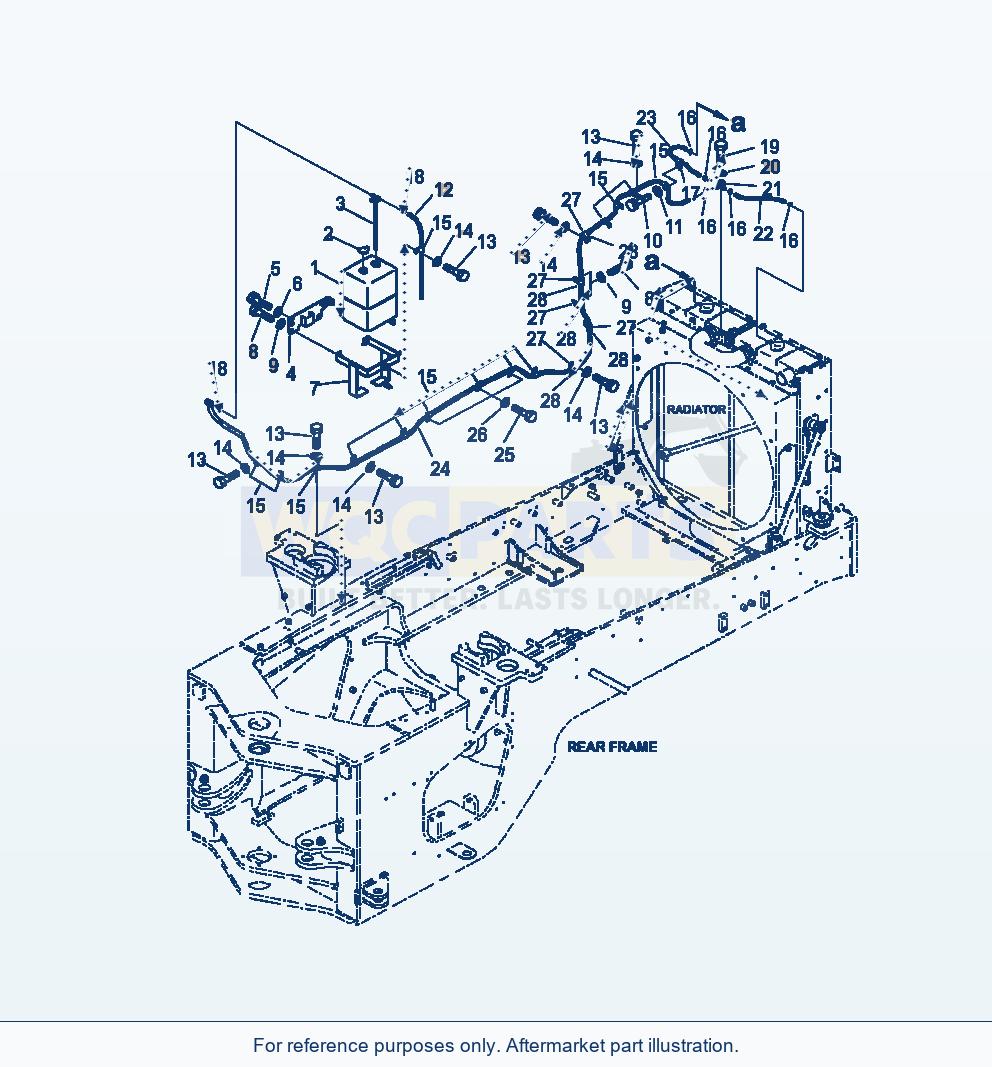 Komatsu WA380-7 Radiator Reservoir Tank And Piping parts diagram