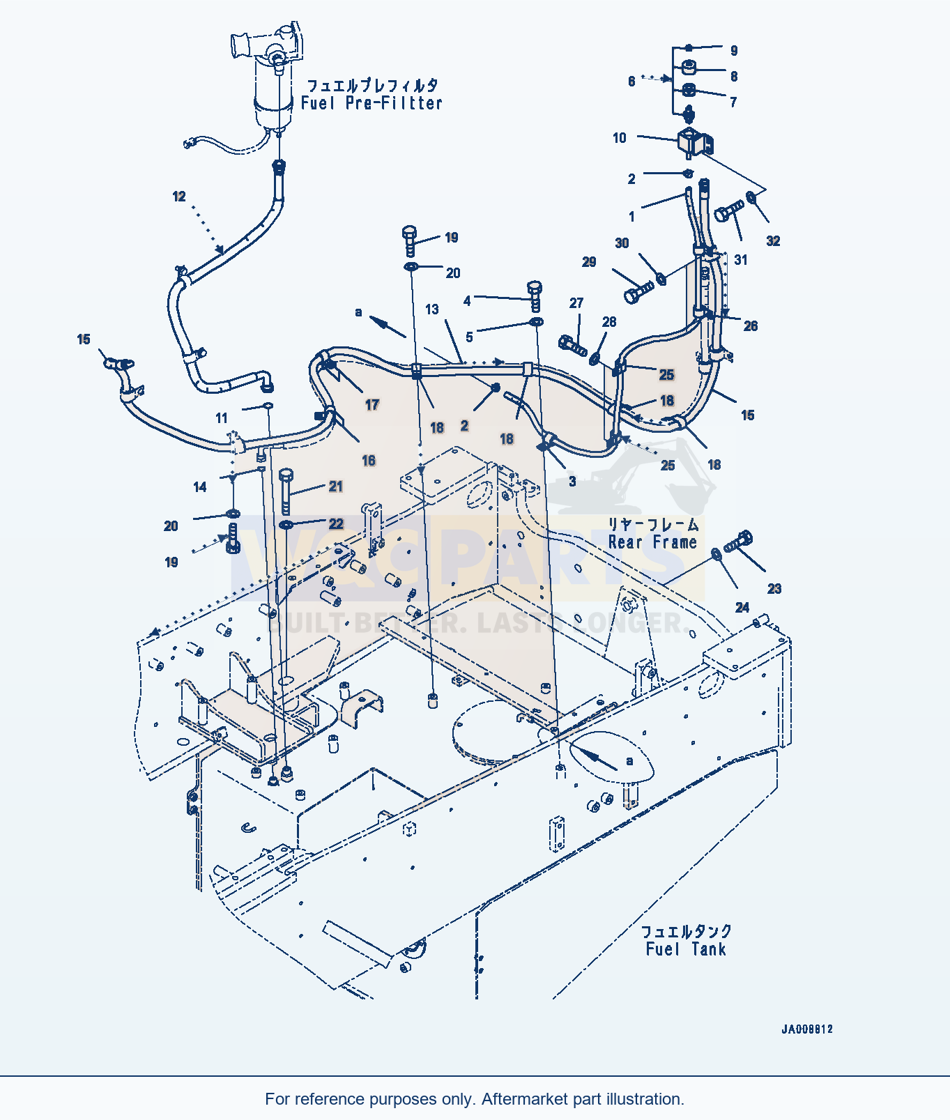 Komatsu WA380-7 Fuel Tank, Breather And Hose Serial 10001-UP parts diagram