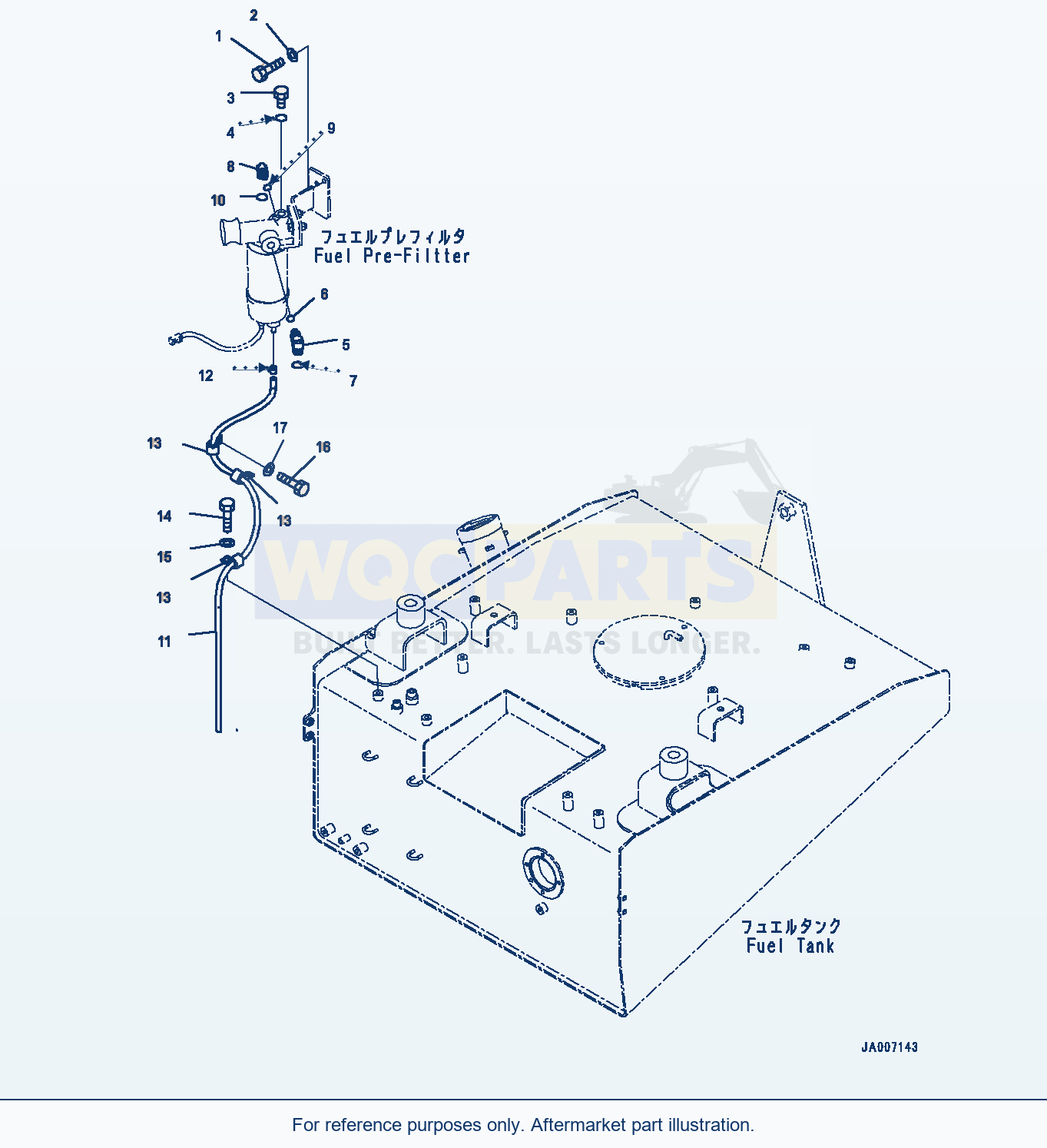 Komatsu WA380-7 Fuel Tank, Mounting Serial 10001-UP parts diagram