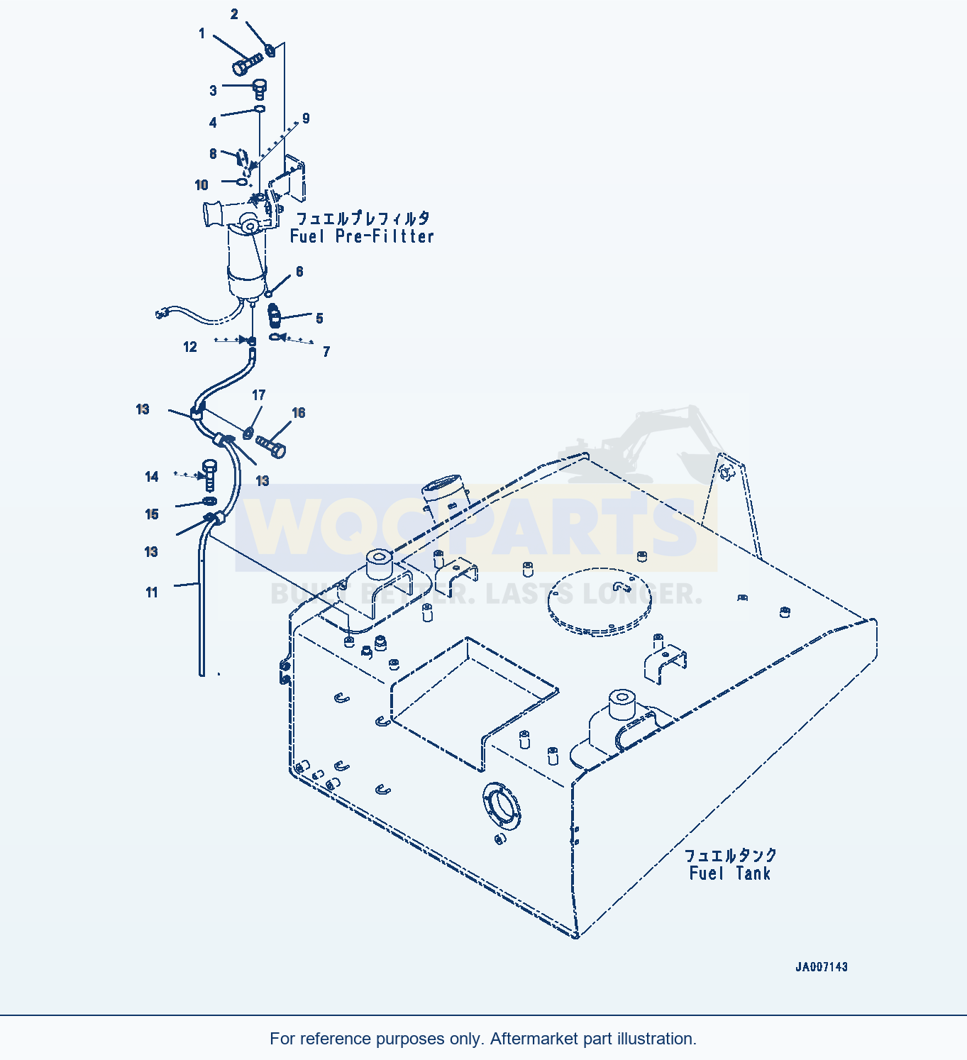 Komatsu WA380-7 Fuel Tank, Mounting Serial H62051-UP parts diagram