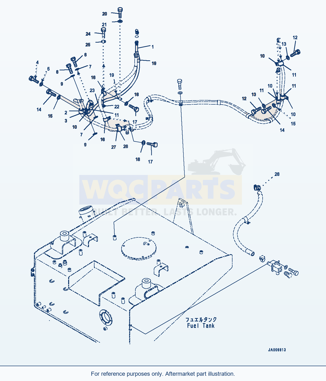 Komatsu WA380-7 Fuel Tank, Piping And Hose Serial H62051-UP parts diagram