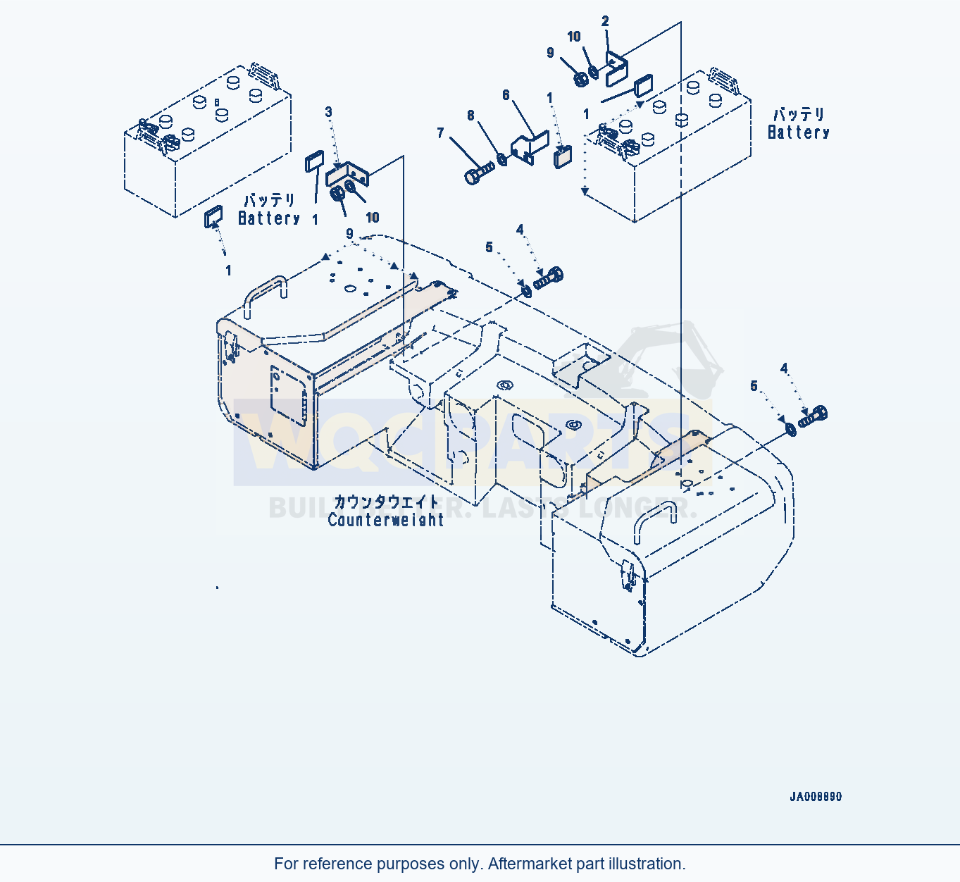 Komatsu WA380-7 Battery Box, Bracket Serial 10001-UP parts diagram