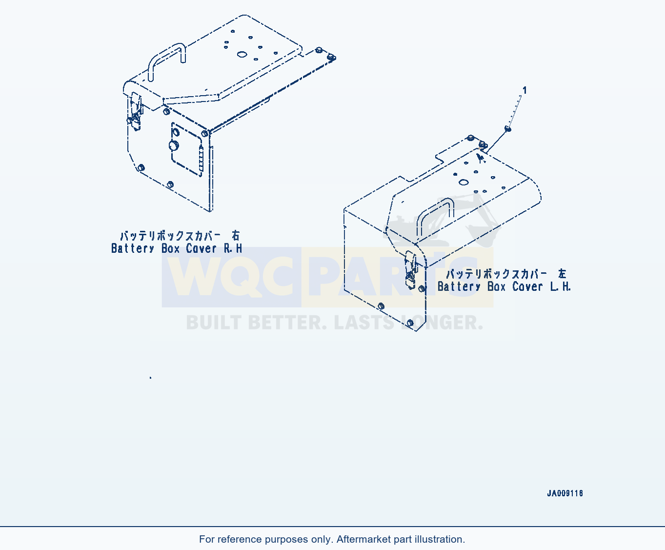 Komatsu WA380-7 Battery Box, Cap Serial H62051-UP parts diagram