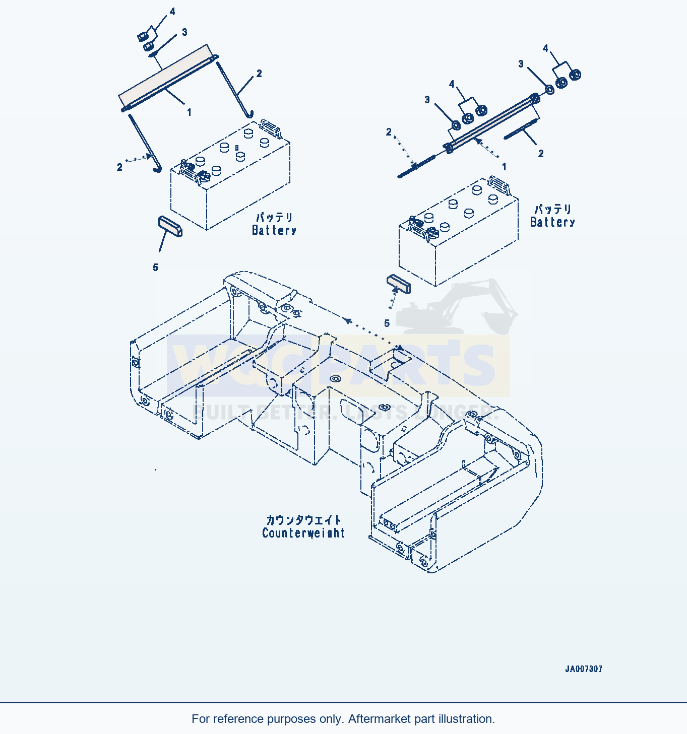 Komatsu WA380-7 Battery Box, Holder Serial 10001-UP parts diagram