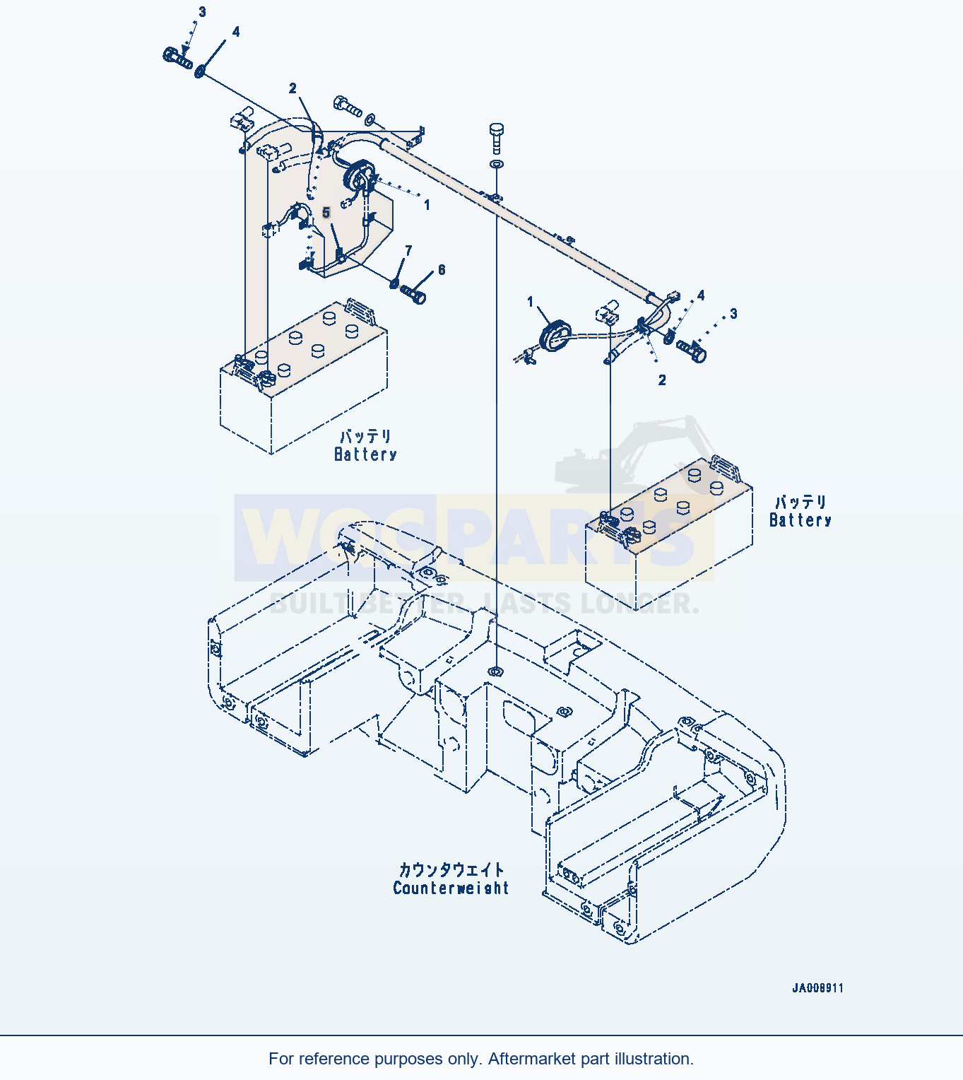 Komatsu WA380-7 Battery Box, Related Serial H62051-UP parts diagram