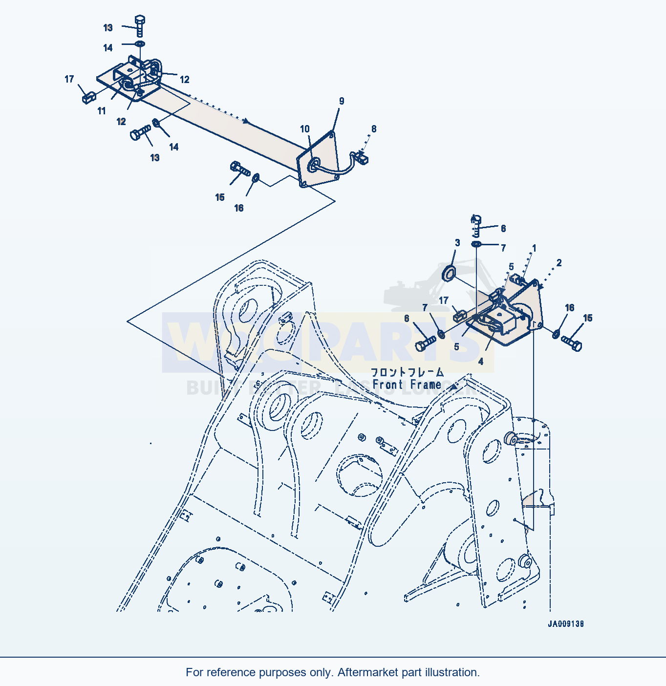 Komatsu WA380-7 Front Lamp, Left Hand Driving, Wiring Harness parts diagram