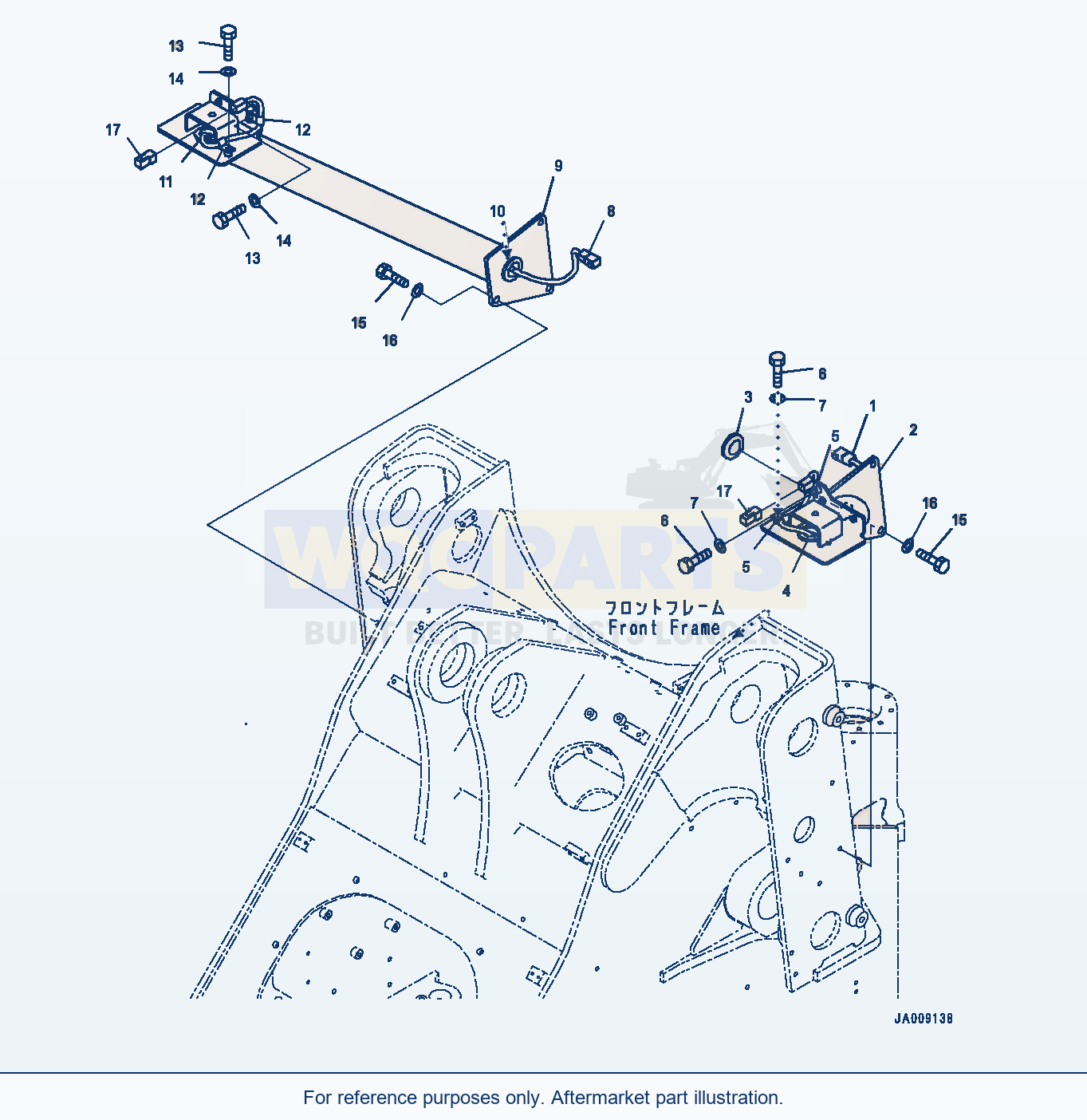 Komatsu WA380-7 Front Lamp, Right Hand Driving, Wiring Harness parts diagram