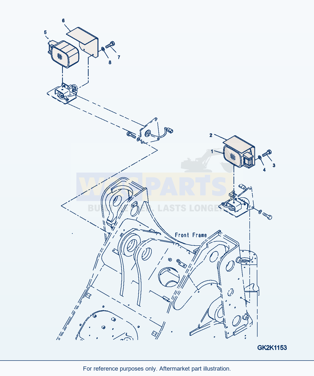Komatsu WA380-7 Front Lamp, Right Hand Driving parts diagram