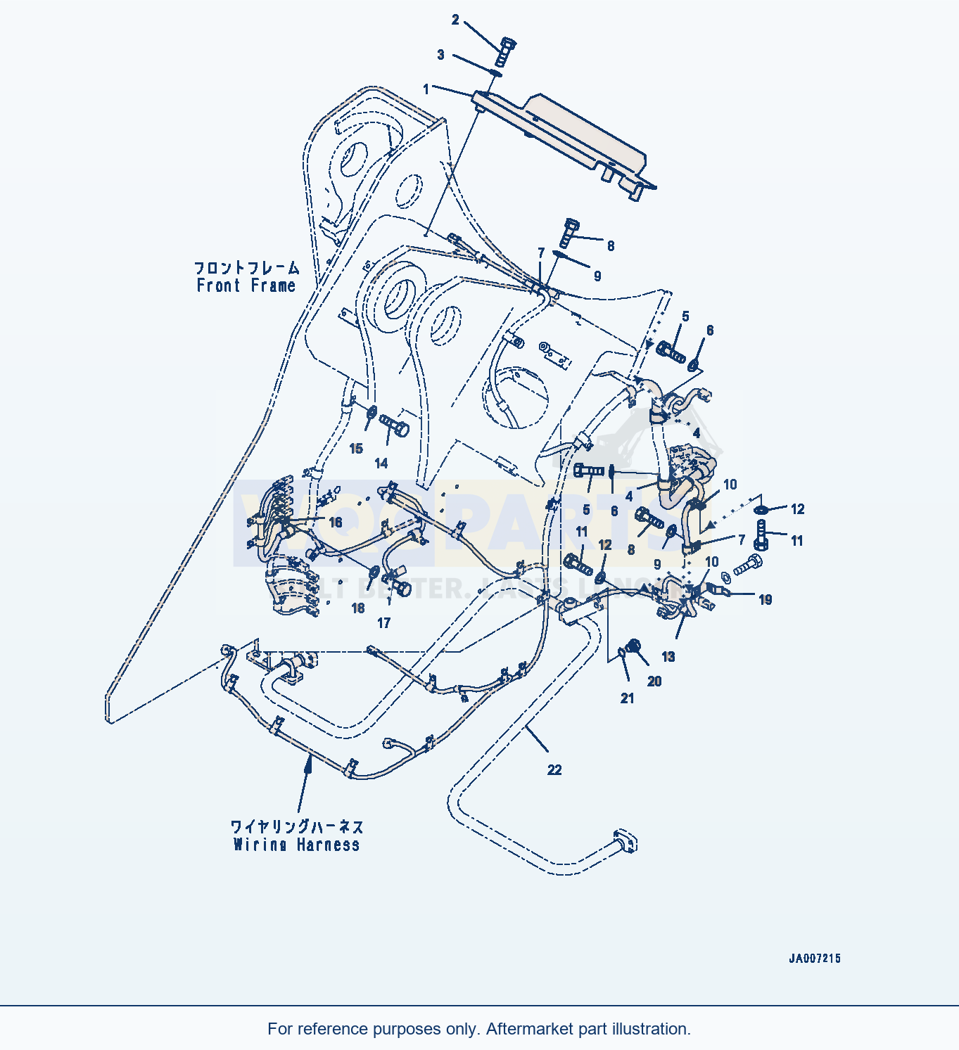 Komatsu WA380-7 Front Wiring Harness, Cover parts diagram