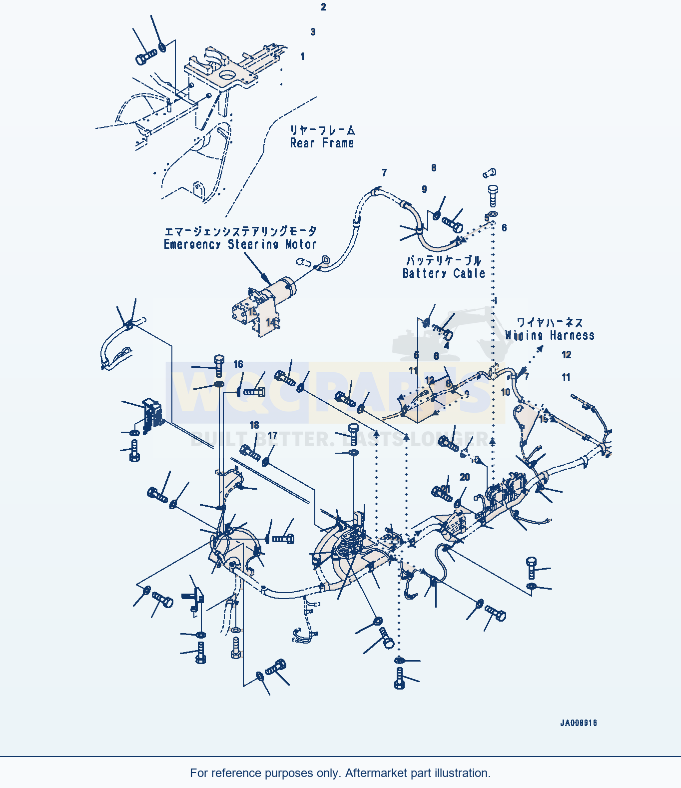 Komatsu WA380-7 Front Wiring Harness, For High Lift Boom, Cover parts diagram
