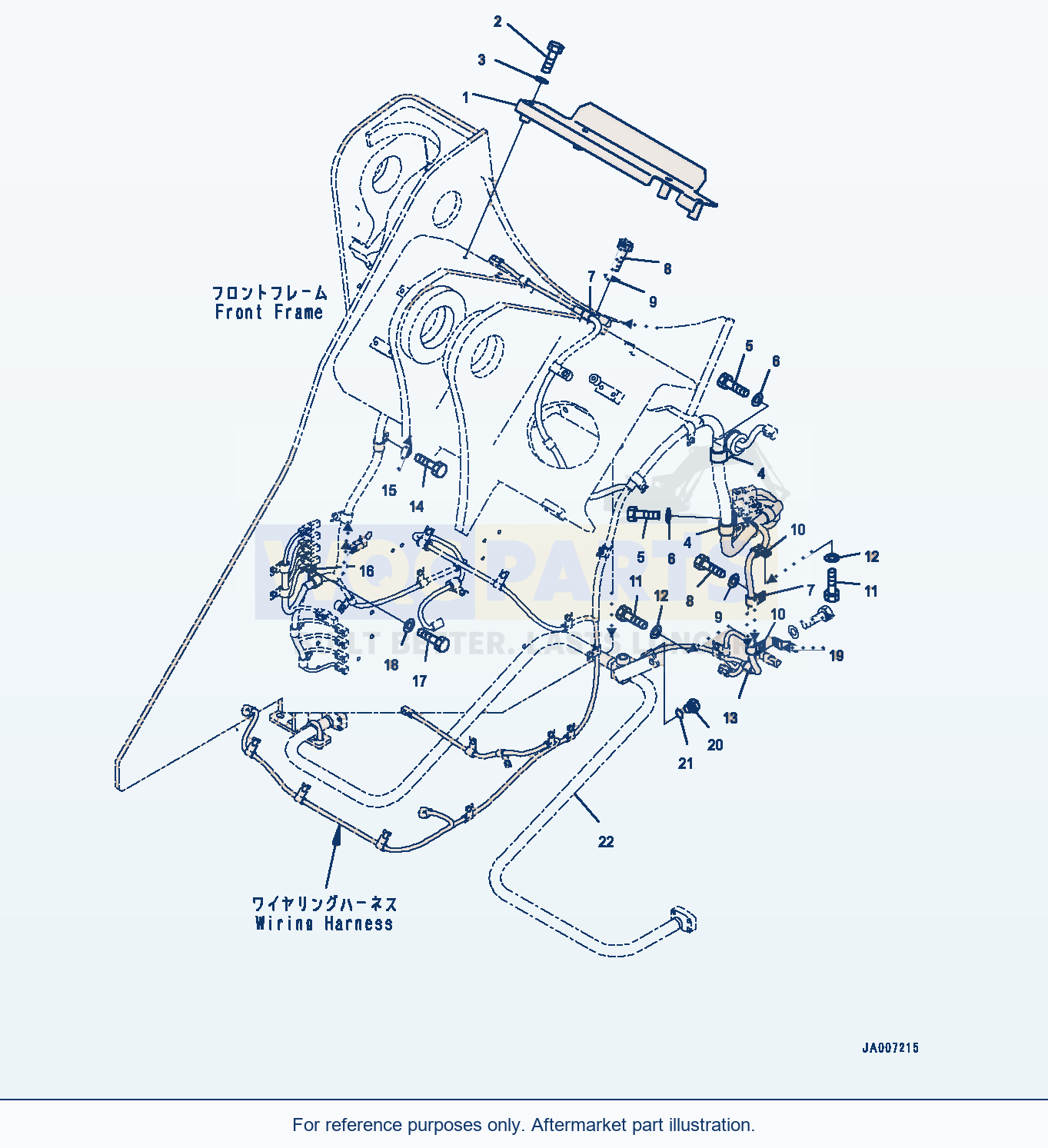 Komatsu WA380-7 Front Wiring Harness, For Standard Boom, Cover parts diagram