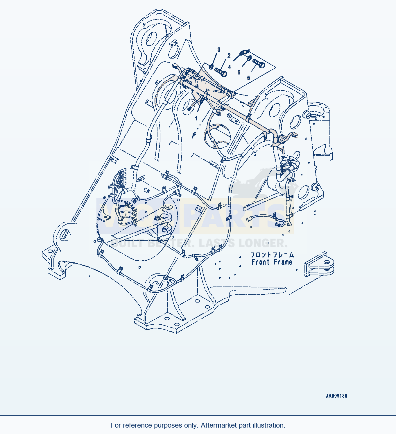 Komatsu WA380-7 Front Wiring Harness, Mounting parts diagram