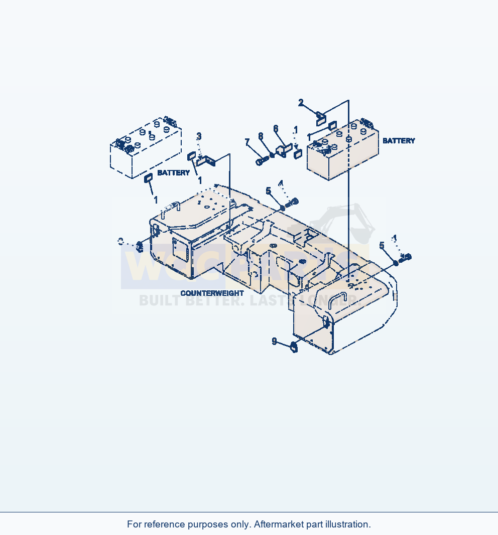 Komatsu WA380-7 Battery Box Mounting parts diagram